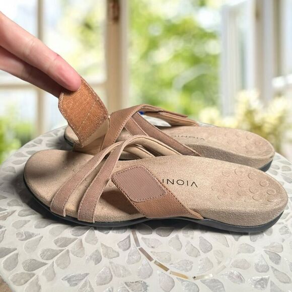 Vionic Zarie Orthotic Supportive Leather Adjustable Slide Sandal Women's - Picture 13 of 16